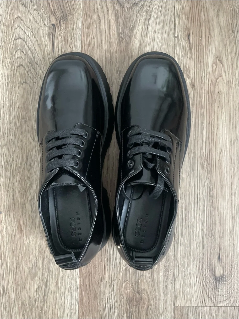 Men Size 11 ASOS Design chunky lace up shoes black faux leather new never worn